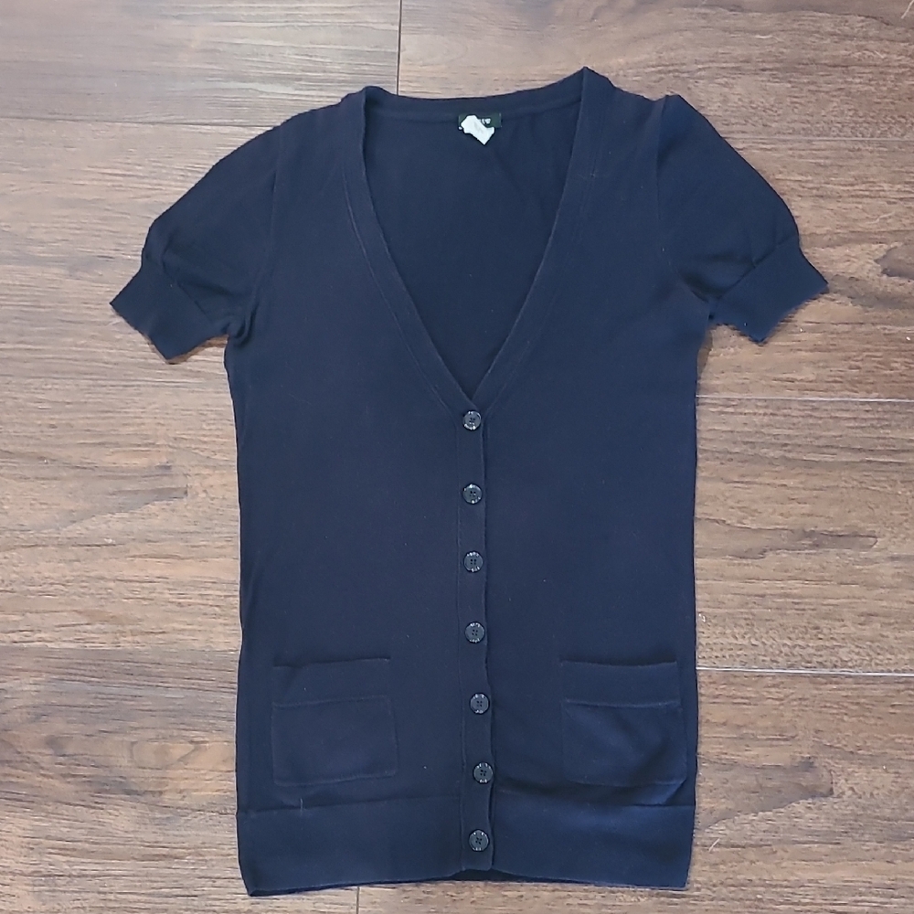 Navy Short Sleeve Cardigan